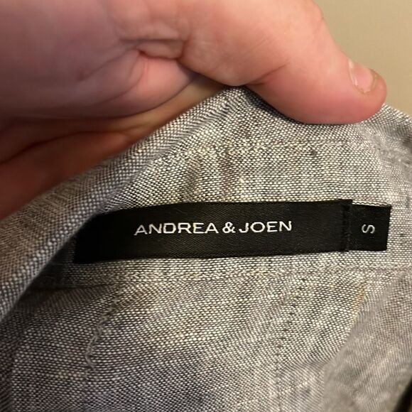 Andrea & Joen Gray French Linen Shirt Dress Minimalist Lagenlook Casual - Picture 12 of 12